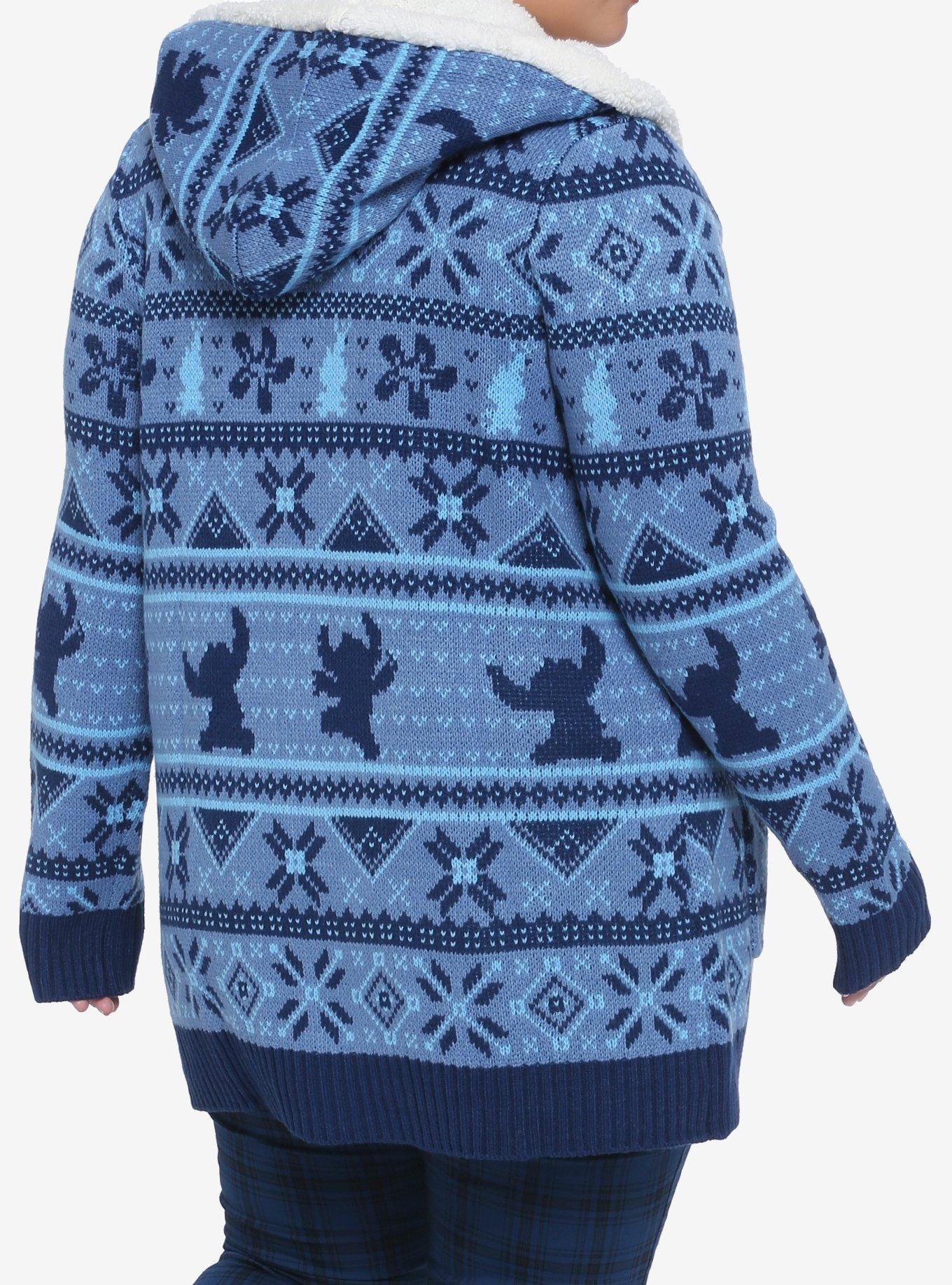 Disney Lilo & Stitch Fair Isle Sherpa Open Cardigan Plus Size, MULTI, alternate