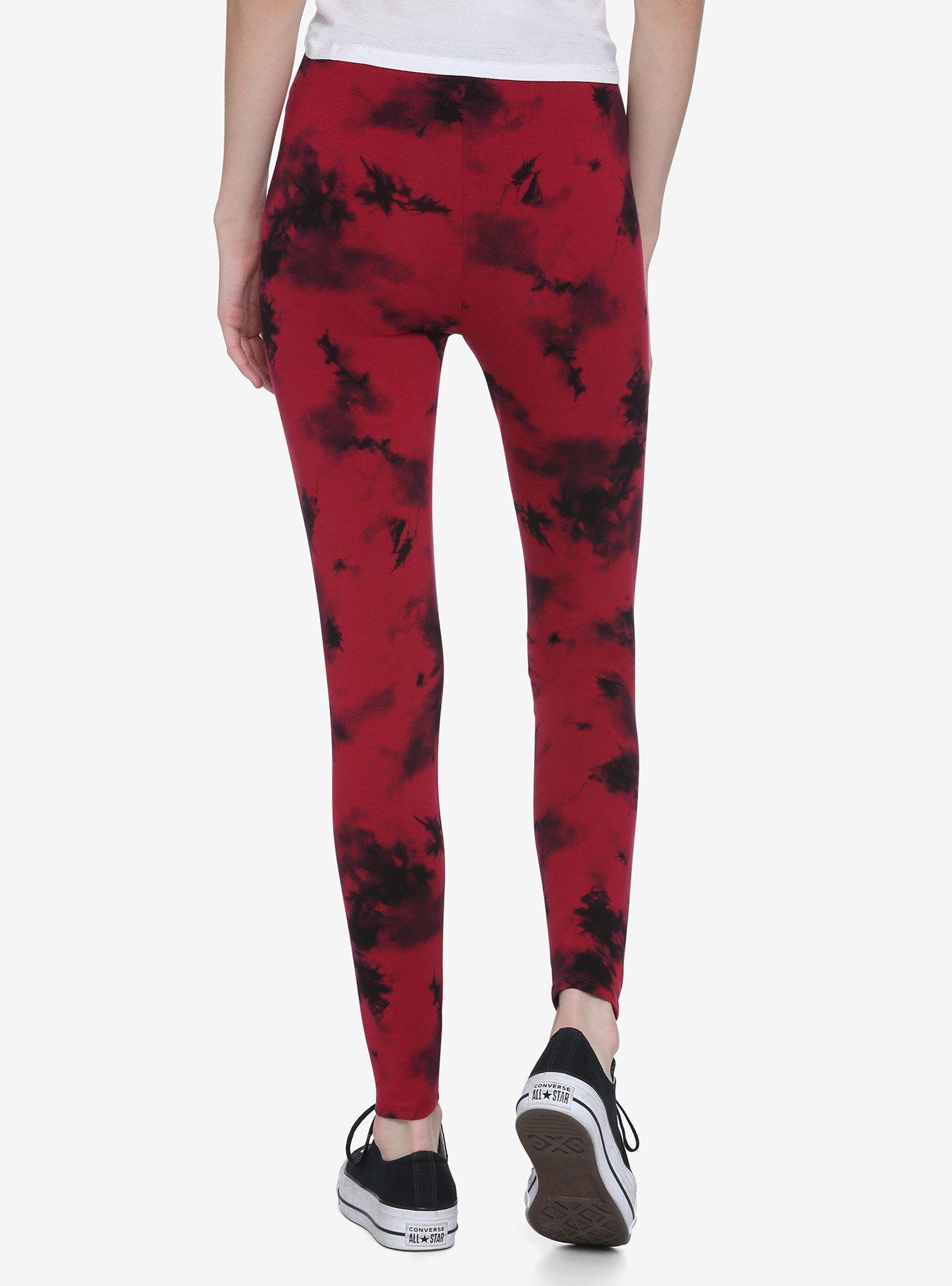 Red & Black Tie-Dye Leggings, TIE DYE, alternate