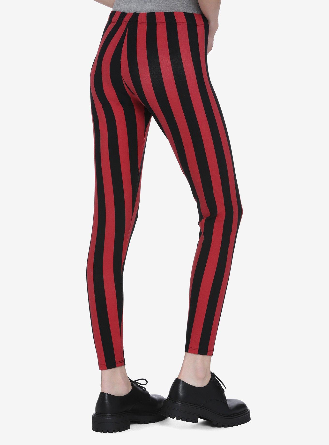 Black & Red Vertical Stripe Leggings, MULTI, alternate