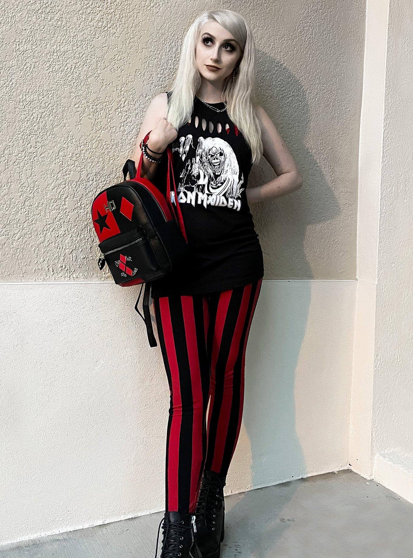 Black & Red Vertical Stripe Leggings, MULTI, alternate