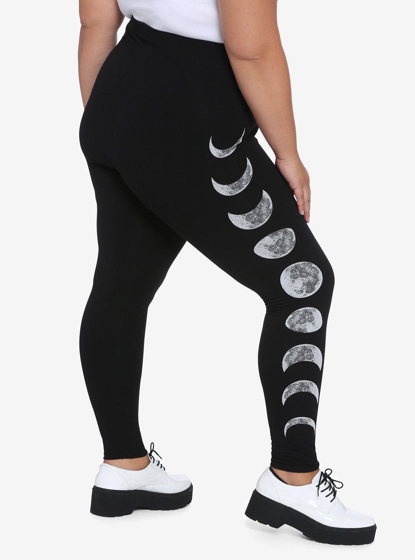 Moon Phase Leggings Plus Size, BLACK, alternate