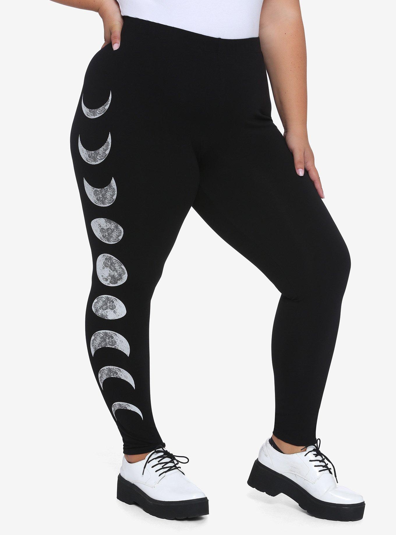 Moon Phase Leggings Plus Size, BLACK, alternate