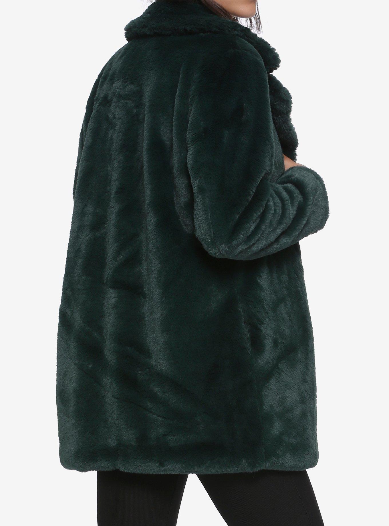 Emerald Green Faux Fur Girls Jacket, EMERALD, alternate