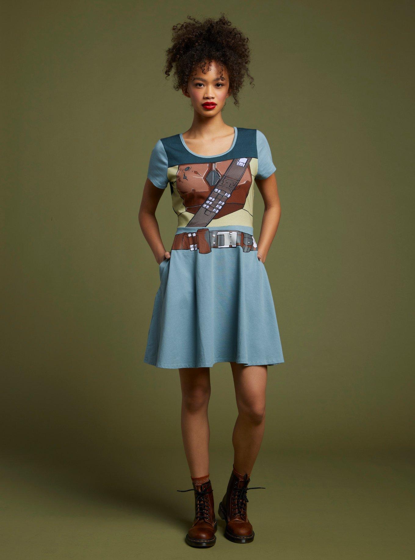 Her Universe Star Wars The Mandalorian Bounty Hunter Skater Dress, MULTI, alternate