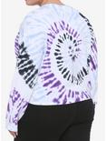The Nightmare Before Christmas Spiral Hill Tie-Dye Girls Crop Long-Sleeve T-Shirt Plus Size, BLACK, alternate