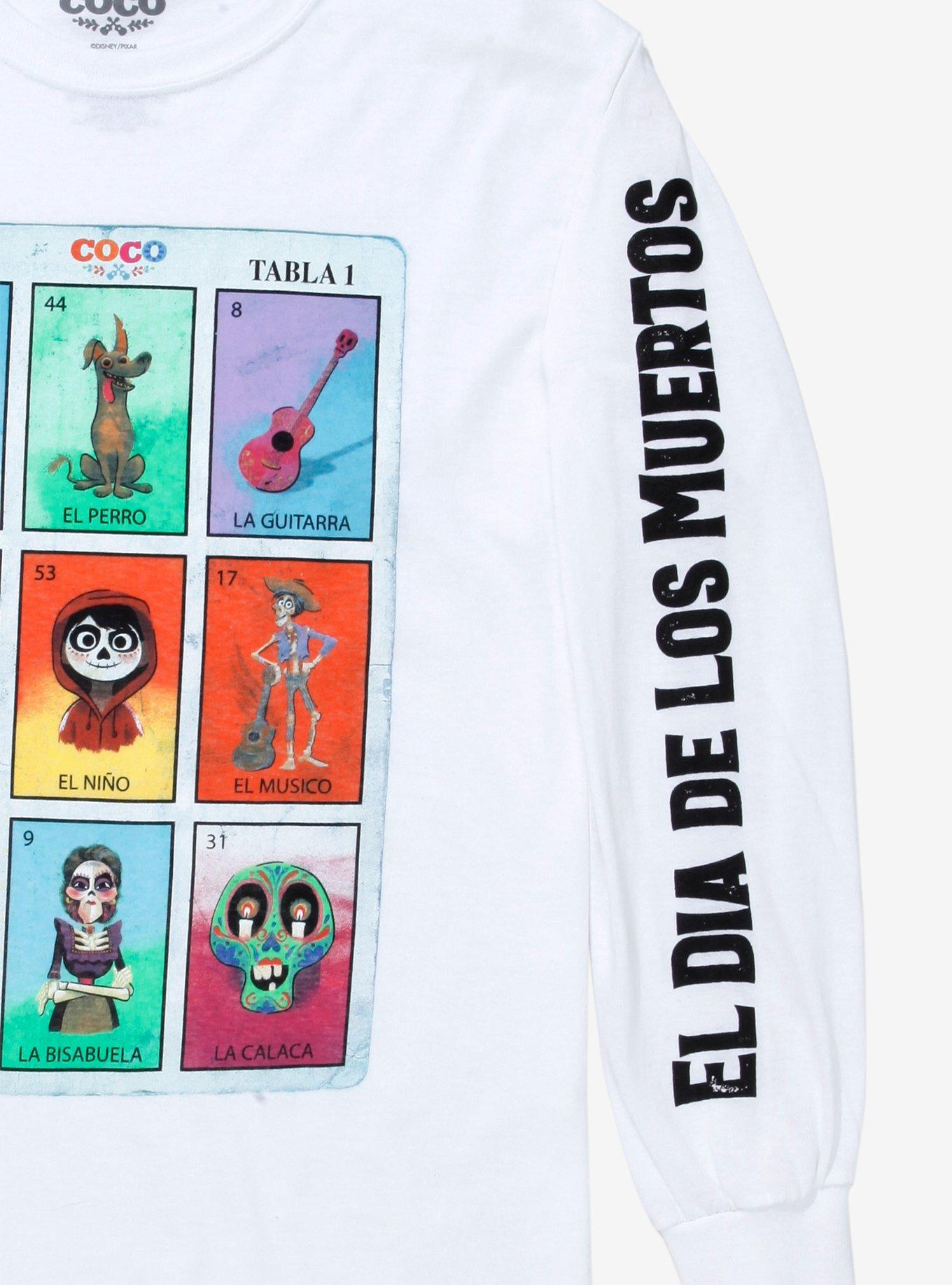 Disney Pixar Coco Mexican Lottery Cards Long Sleeve T-Shirt - BoxLunch Exclusive, WHITE, alternate
