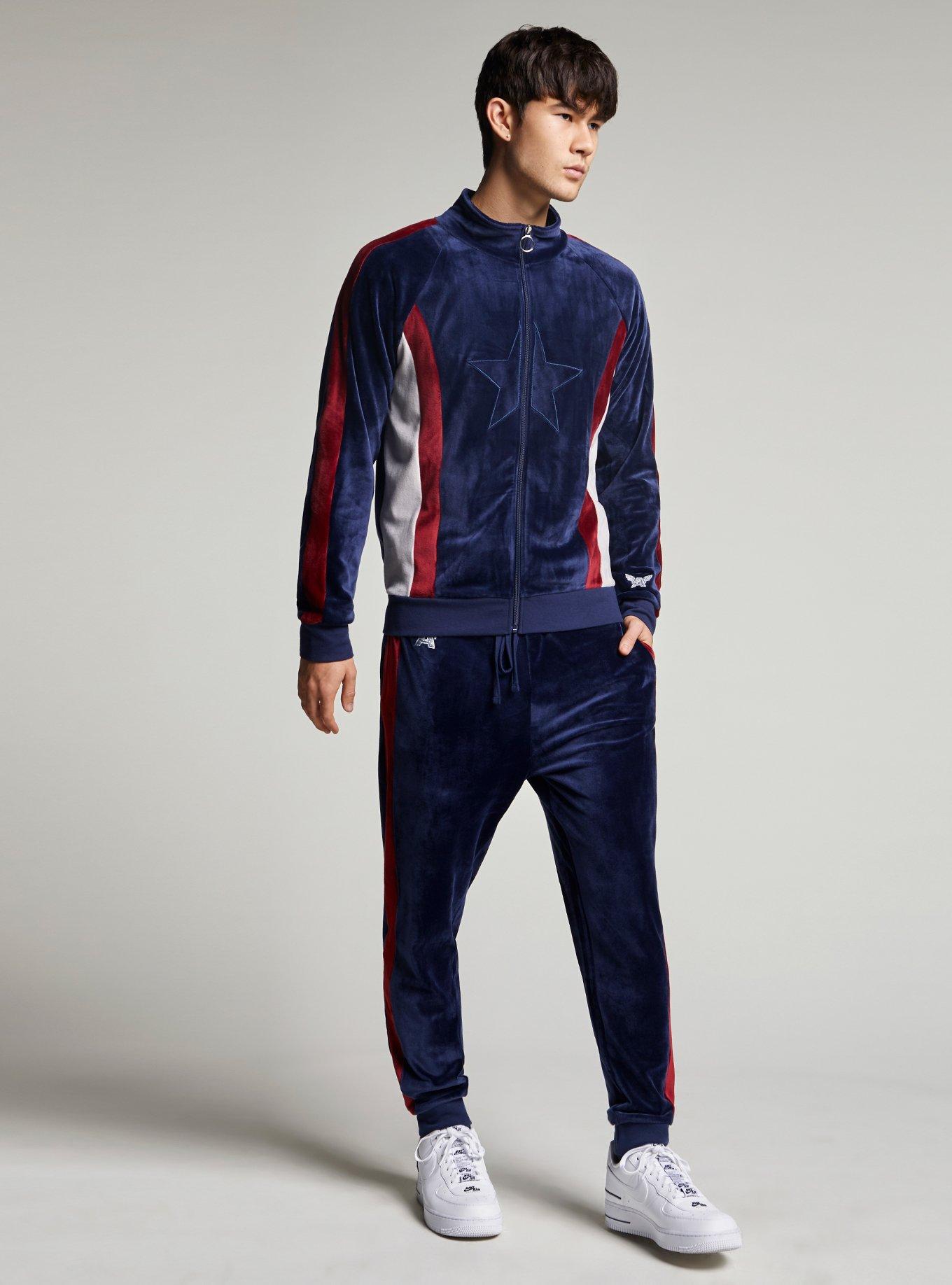 Our Universe Marvel Captain America Velour Track Jacket, MULTI, alternate