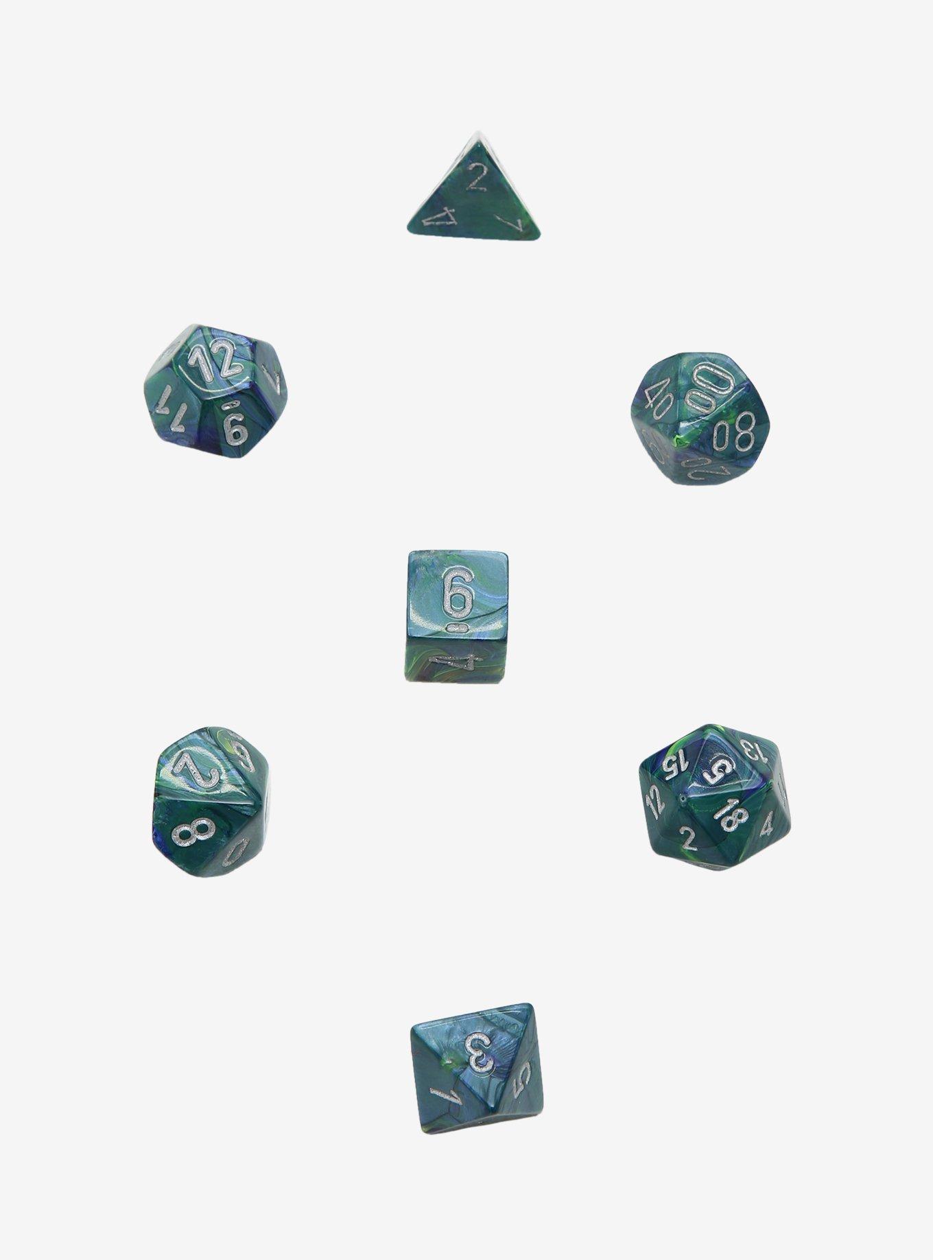Chessex Festive Green With Silver Polyhedral Dice Set, , alternate