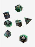 Chessex Black Green & Gold Polyhedral Dice Set, , alternate