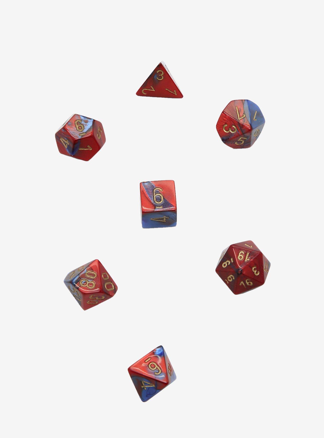 Chessex Red & Blue With Gold Polyhedral Dice Set, , alternate
