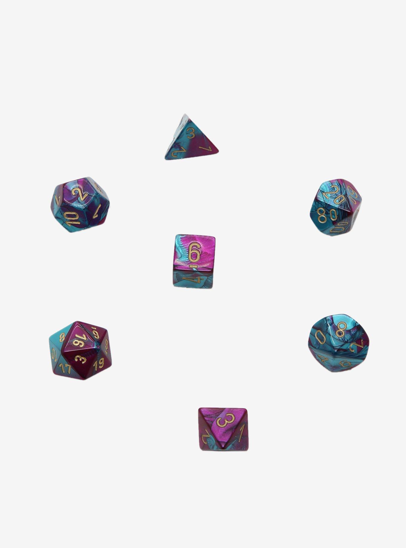Chessex Gemini Purple & Teal With Gold Polyhedral Dice Set, , alternate