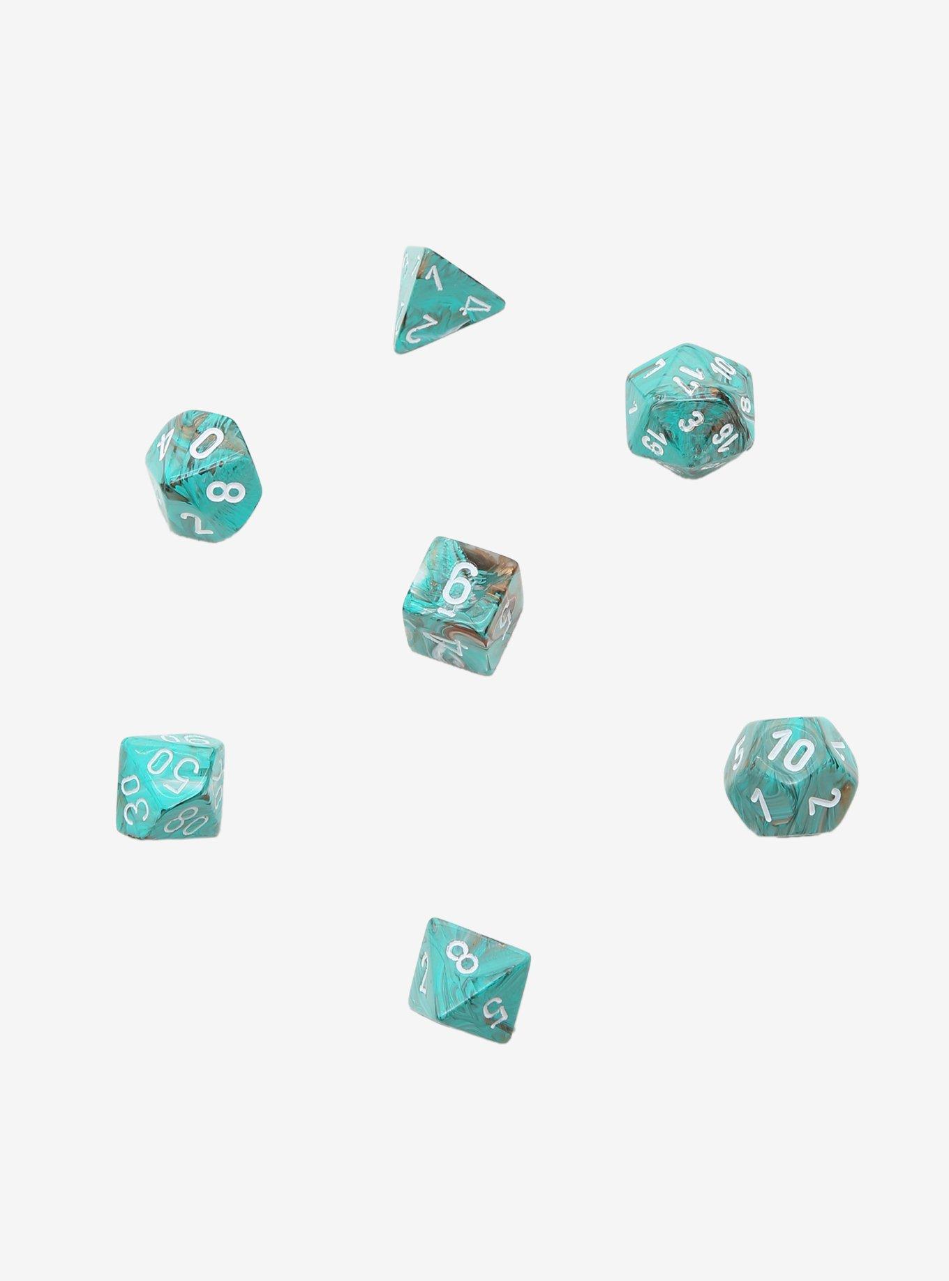Chessex Marble Oxi-Copper With White Polyhedral Dice Set, , alternate