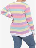Pastel Rainbow Stripe Girls Sweater Plus Size, MULTI, alternate
