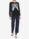 Collared Skeleton Girls Sweater, BLACK, alternate