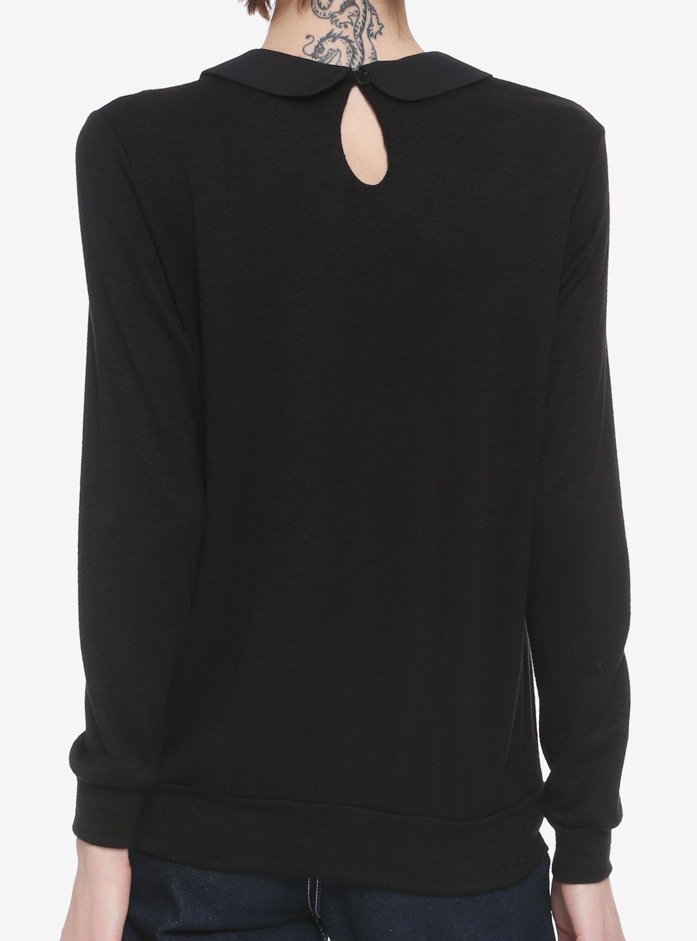Collared Skeleton Girls Sweater, BLACK, alternate