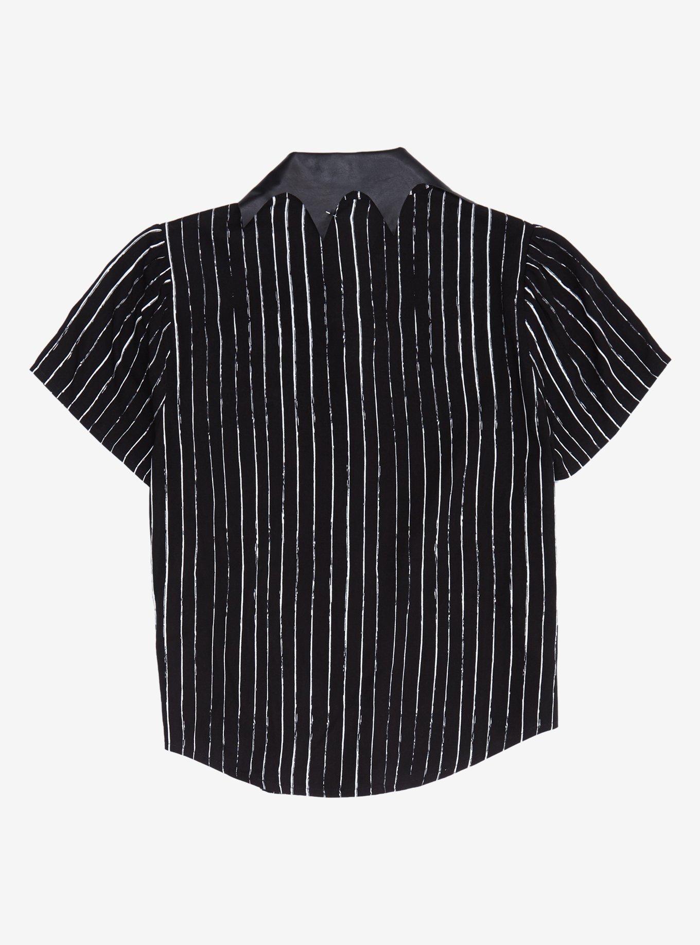 The Nightmare Before Christmas Jack Bat Pinstripe Button-Up Top, BLACK, alternate