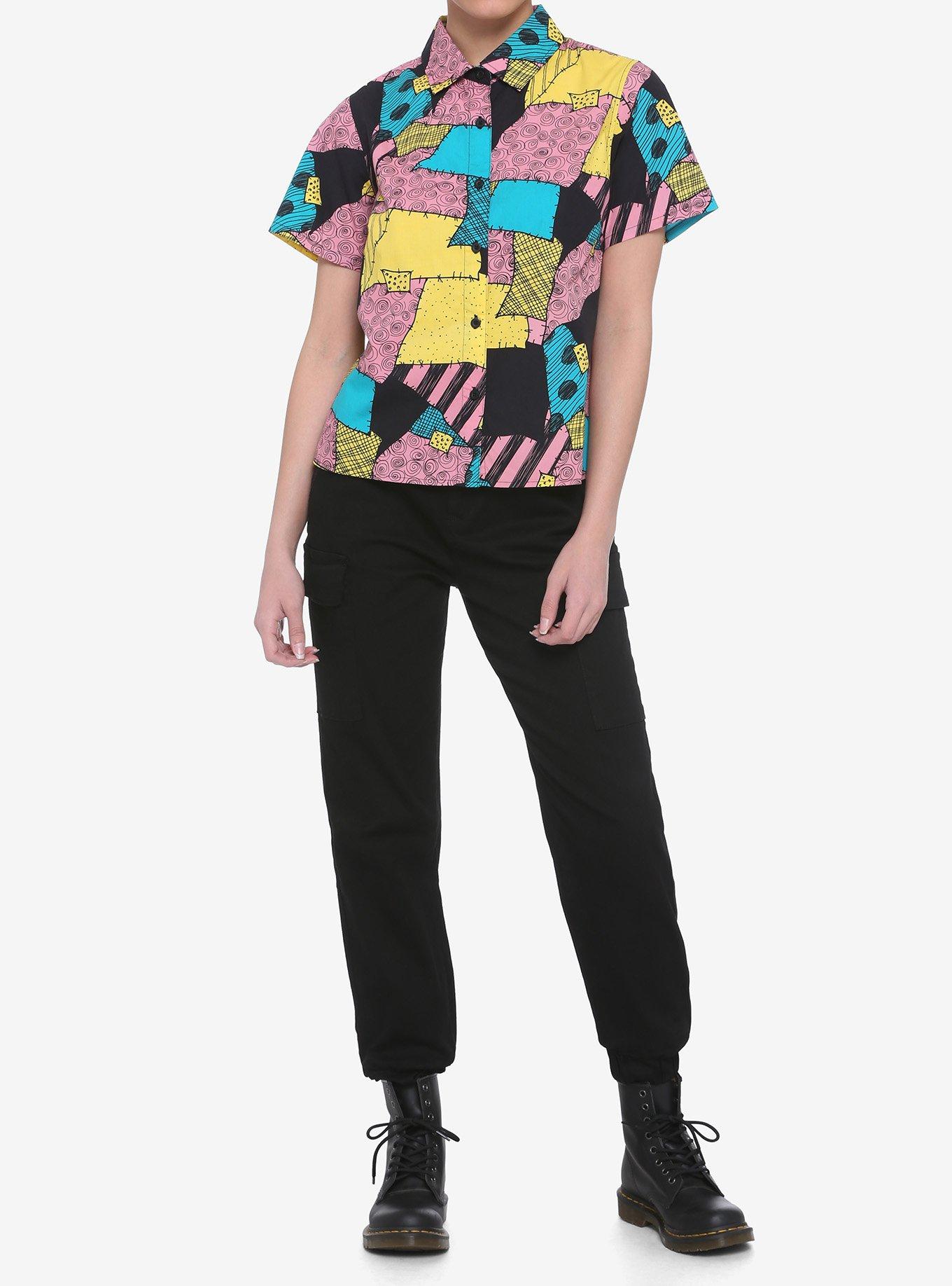 The Nightmare Before Christmas Sally Patchwork Woven Button-Up, MULTI, alternate