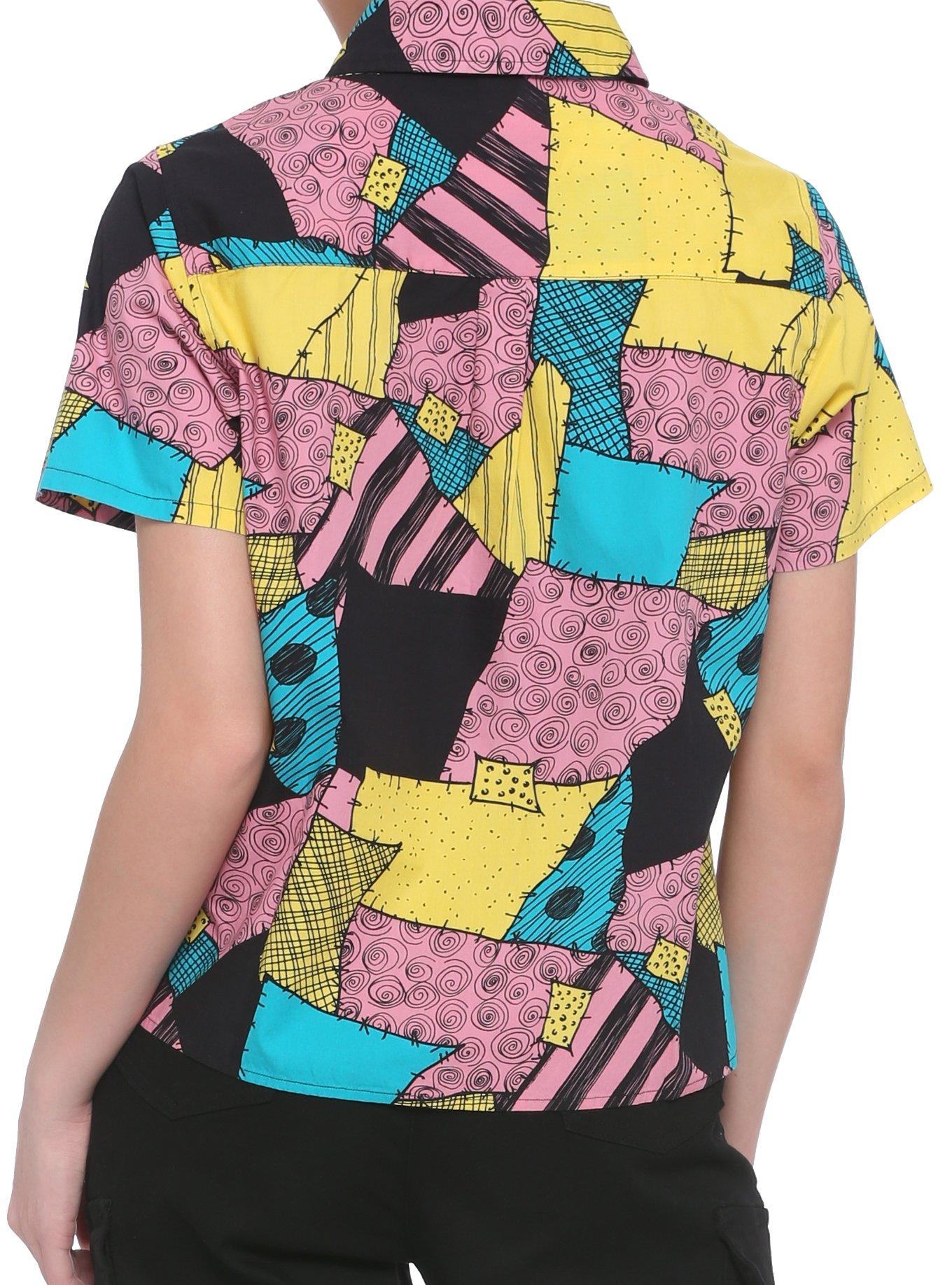 The Nightmare Before Christmas Sally Patchwork Woven Button-Up, MULTI, alternate