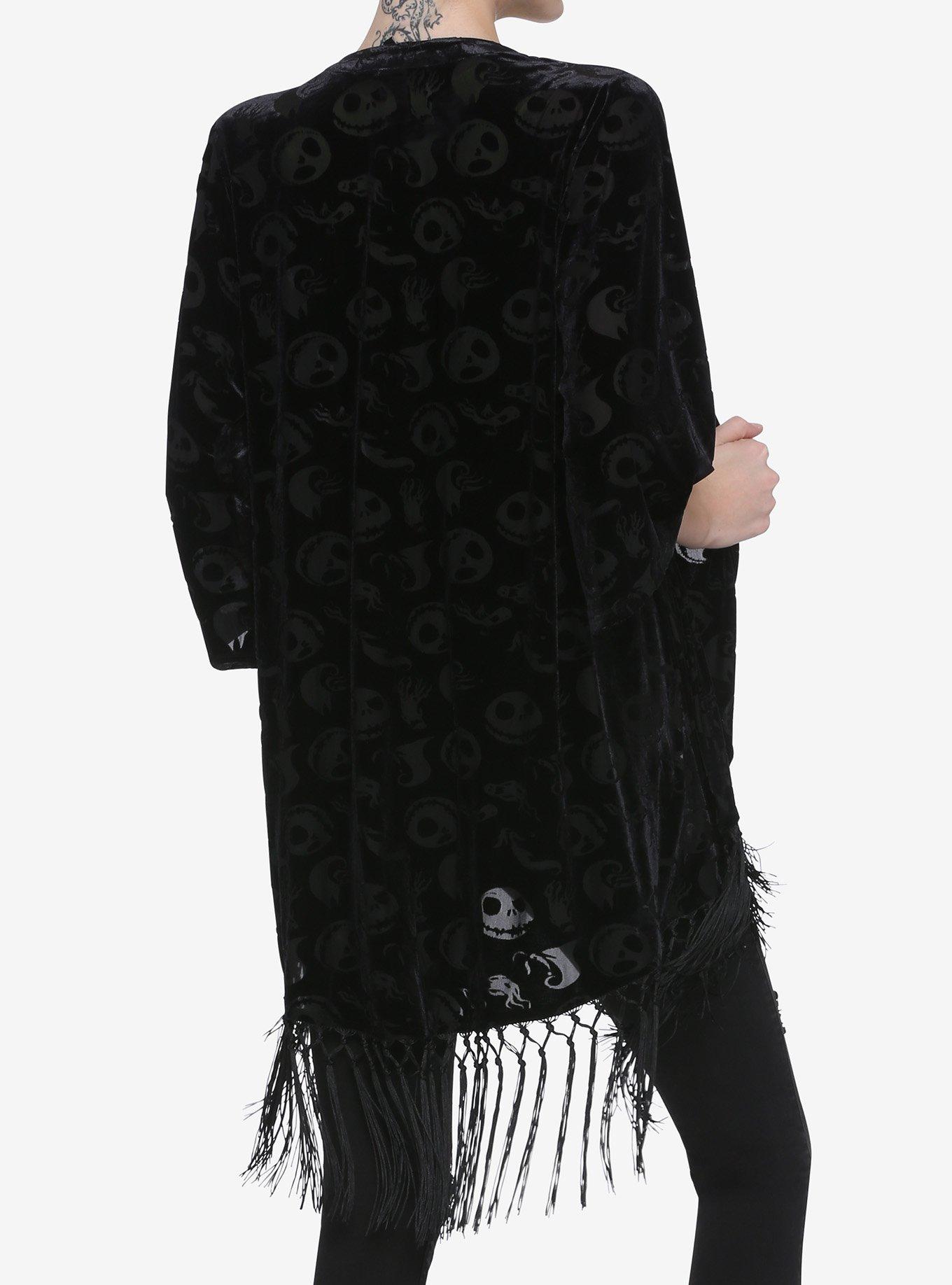 The Nightmare Before Christmas Jack Head Burnout Black Velvet Kimono, MULTI, alternate