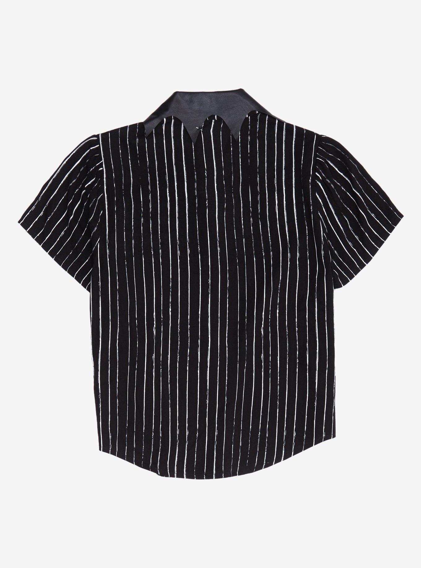 The Nightmare Before Christmas Jack Bat Pinstripe Button-Up Top Plus Size, BLACK, alternate