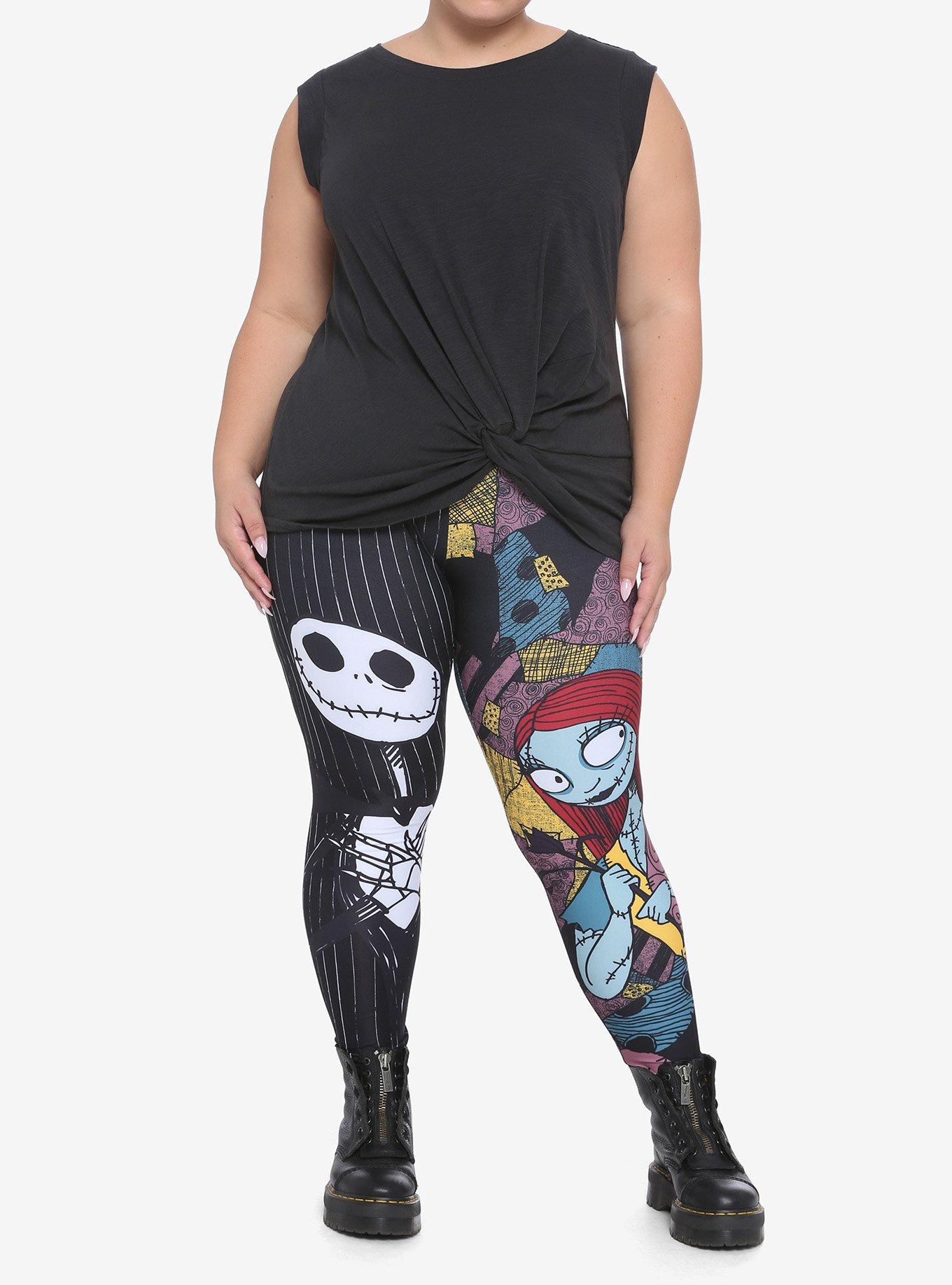 The Nightmare Before Christmas Jack & Sally Split Leggings Plus Size, MULTI, alternate