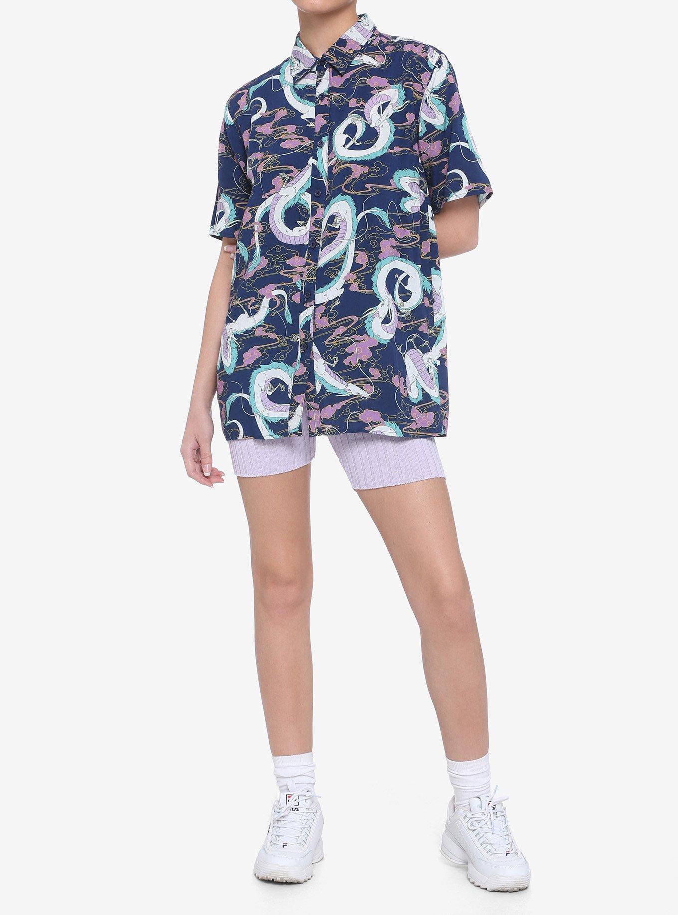 Her Universe Studio Ghibli Spirited Away Haku & Clouds Girls Woven Button-Up, MULTI, alternate