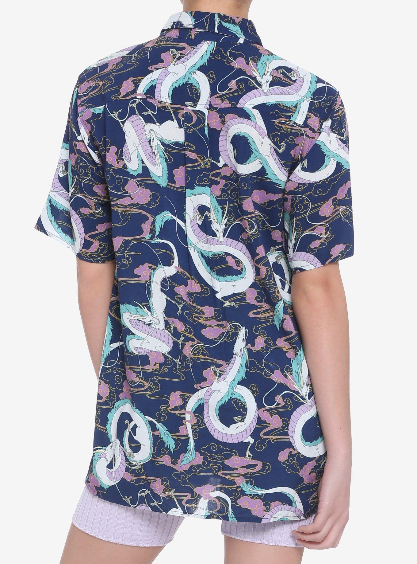 Her Universe Studio Ghibli Spirited Away Haku & Clouds Girls Woven Button-Up, MULTI, alternate