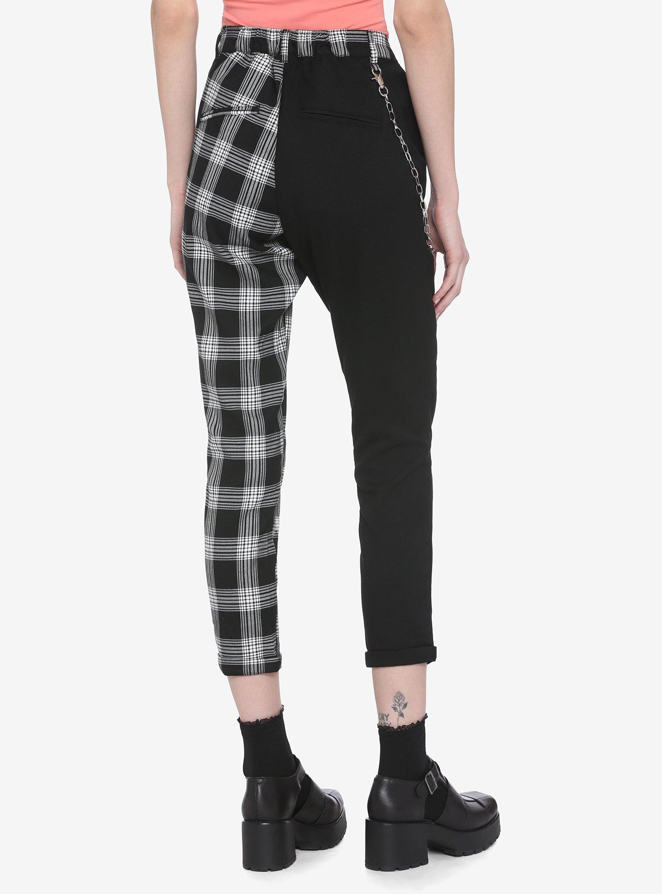 The Nightmare Before Christmas Split Leg Plaid Pants, PLAID - BLACK, alternate