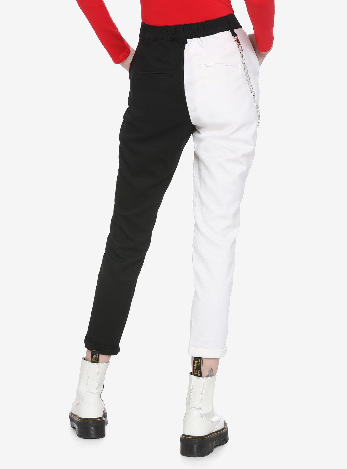 black and white split pants