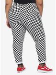 Black & White Checkered Pants With Detachable Chain Plus Size, MULTI, alternate