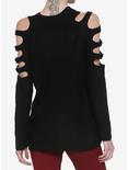 Black Shoulder Slashes Girls Sweater, BLACK, alternate