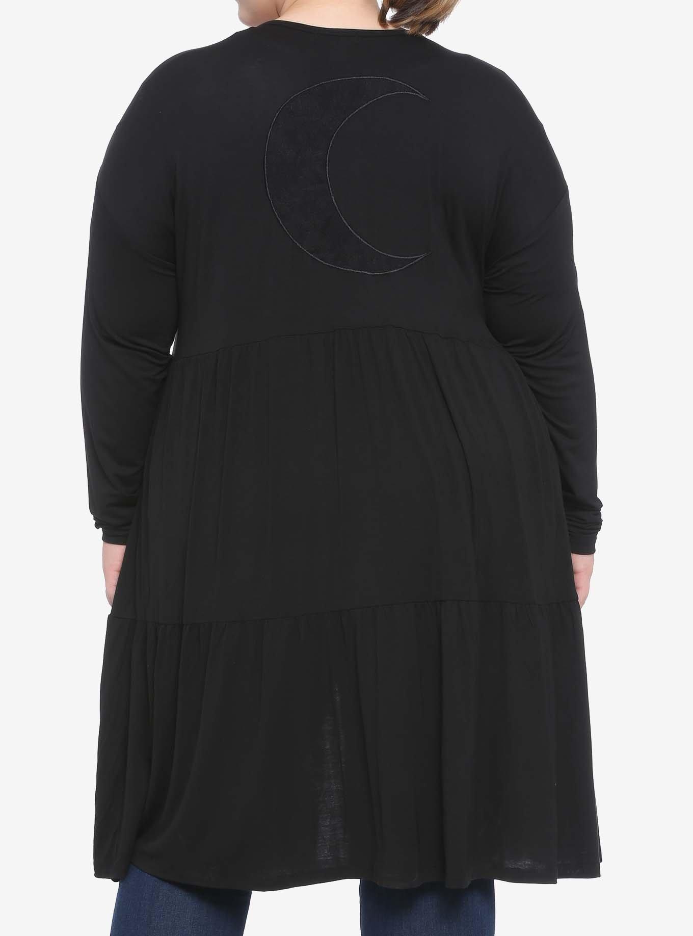 Lace Moon Tiered Girls Open Cardigan Plus Size, BLACK, alternate