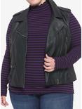 Black & Purple Stripe Mock Neck Girls Long-Sleeve Top Plus Size, STRIPE - PURPLE, alternate