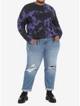 Purple & Black Tie-Dye Lace-Up Girls Sweatshirt Plus Size, TIE DYE, alternate