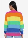 Rainbow Stripe Chunky Knit Girls Cardigan, RAINBOW, alternate