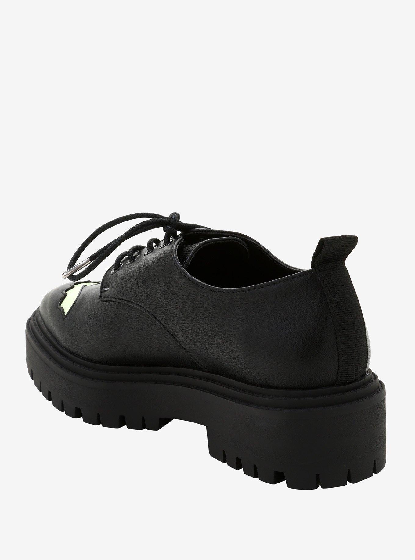 Glow-In-The-Dark Bats Lace-Up Oxfords, BLACK, alternate