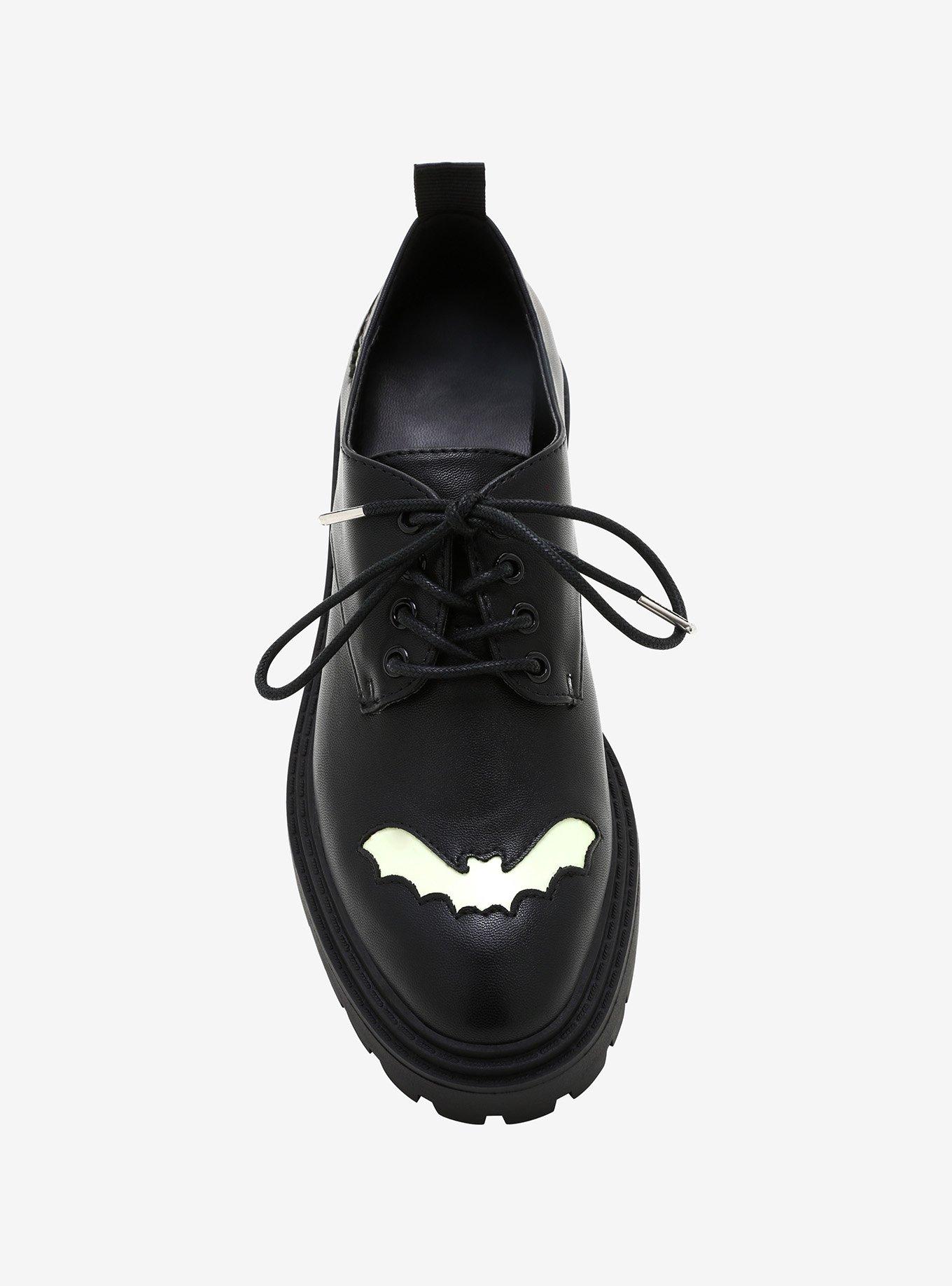 Glow-In-The-Dark Bats Lace-Up Oxfords, BLACK, alternate