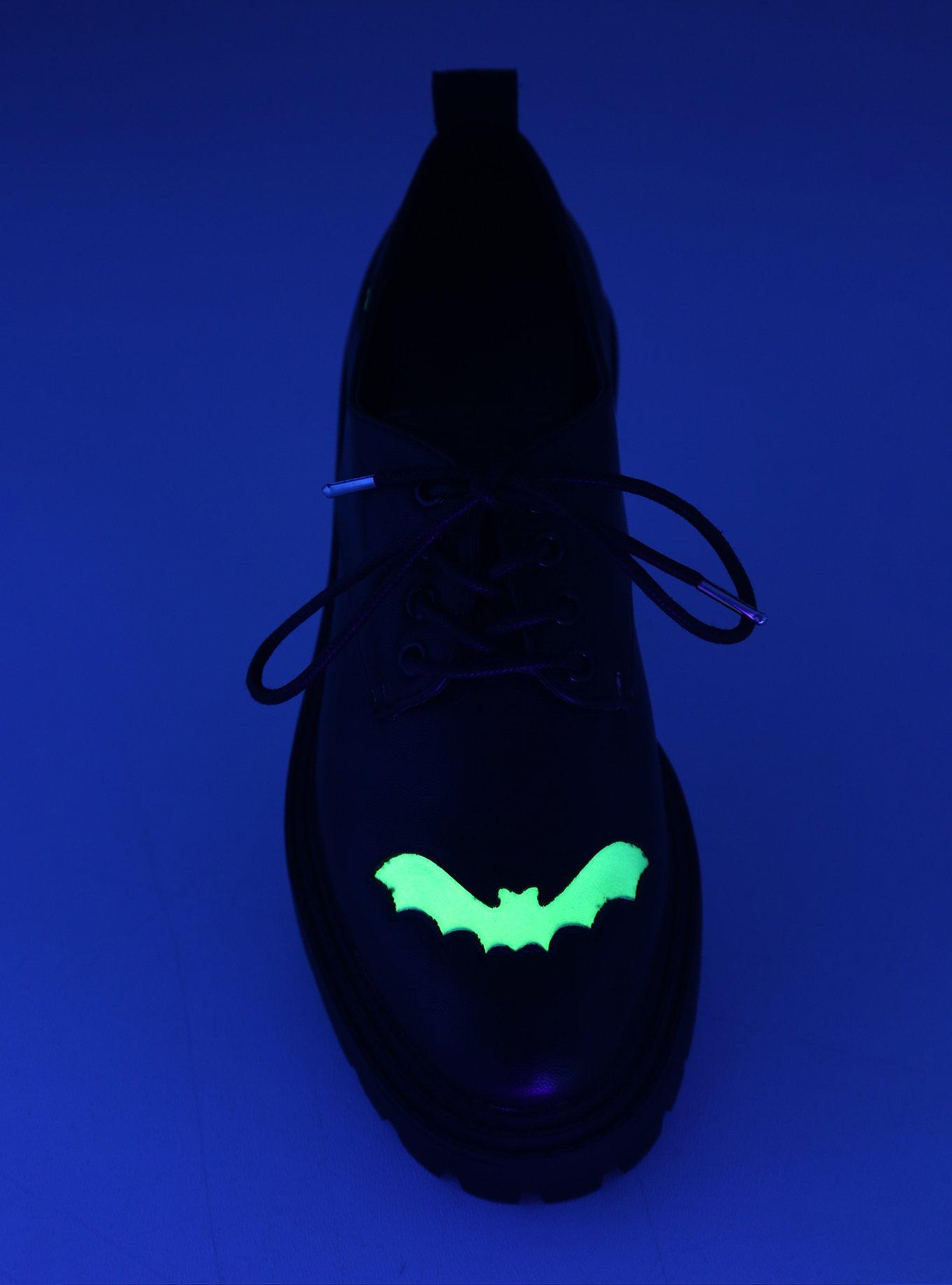 Glow-In-The-Dark Bats Lace-Up Oxfords, BLACK, alternate