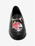 Roses & Skull Embroidered Loafer, BLACK, alternate