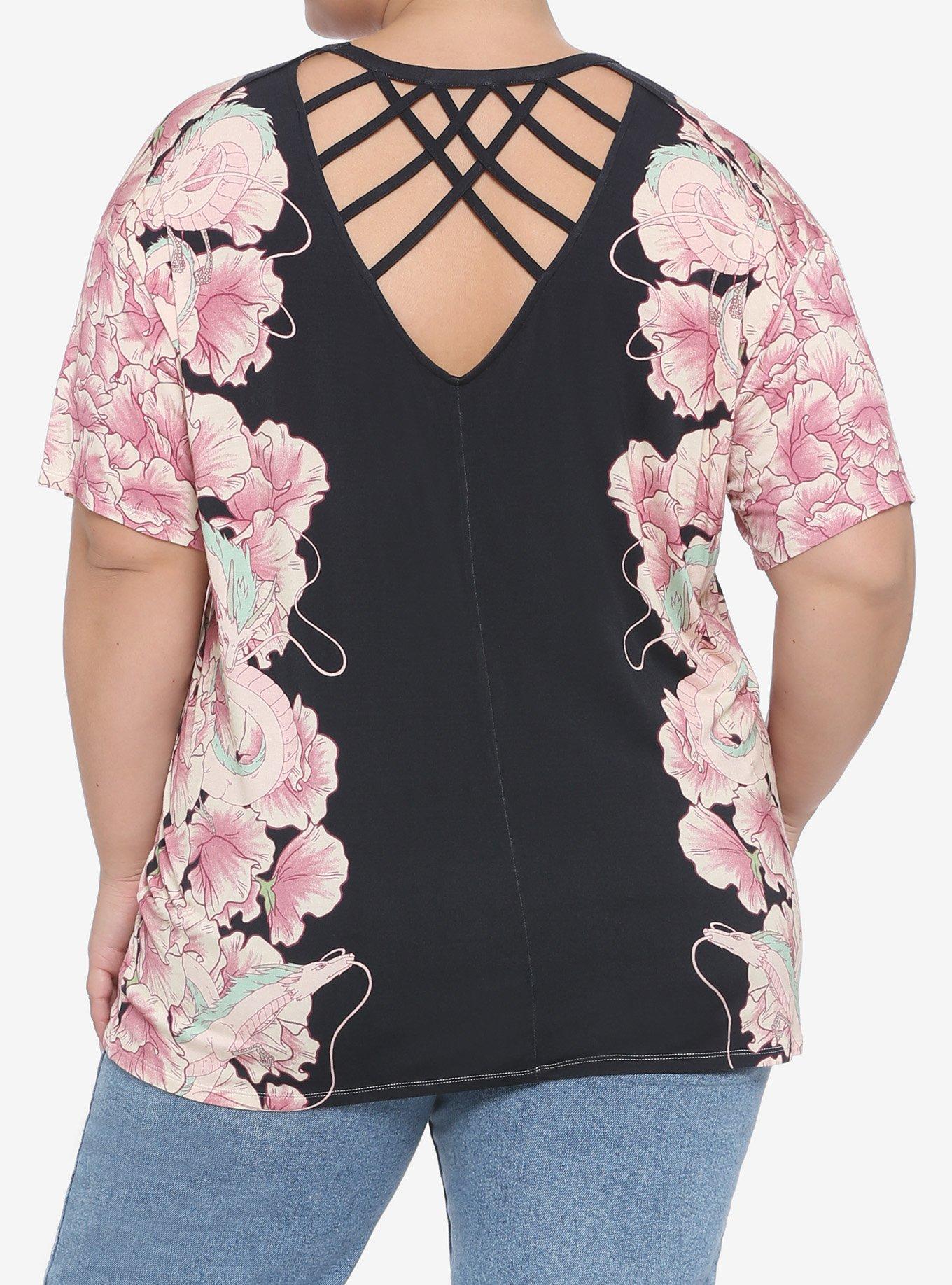 Her Universe Studio Ghibli Spirited Away Haku & Flowers Strappy Girls T-Shirt Plus Size, MULTI, alternate