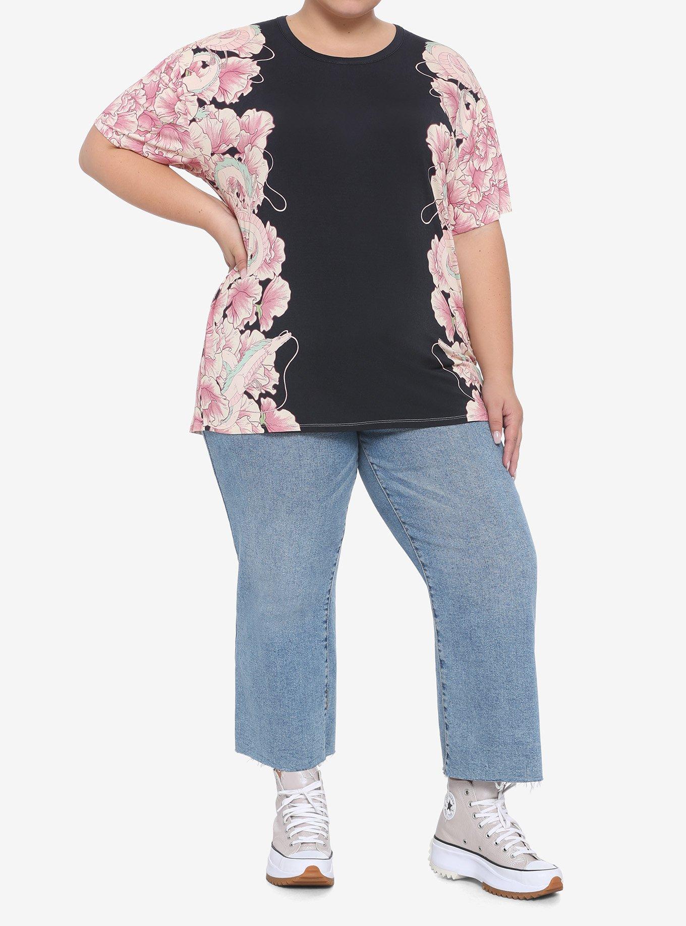 Her Universe Studio Ghibli Spirited Away Haku & Flowers Strappy Girls T-Shirt Plus Size, MULTI, alternate