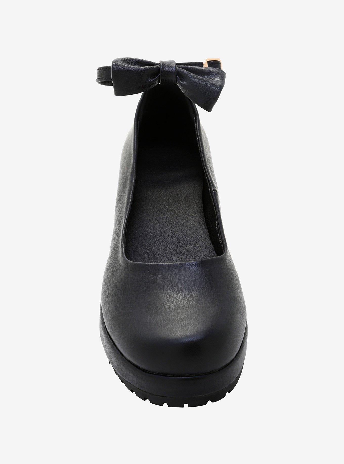 Ankle Strap & Bow Heeled Mary Janes, BLACK, alternate