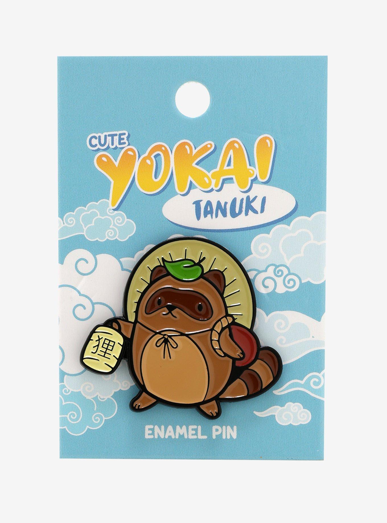 Yokai Tanuki Stand Enamel Pin, , alternate