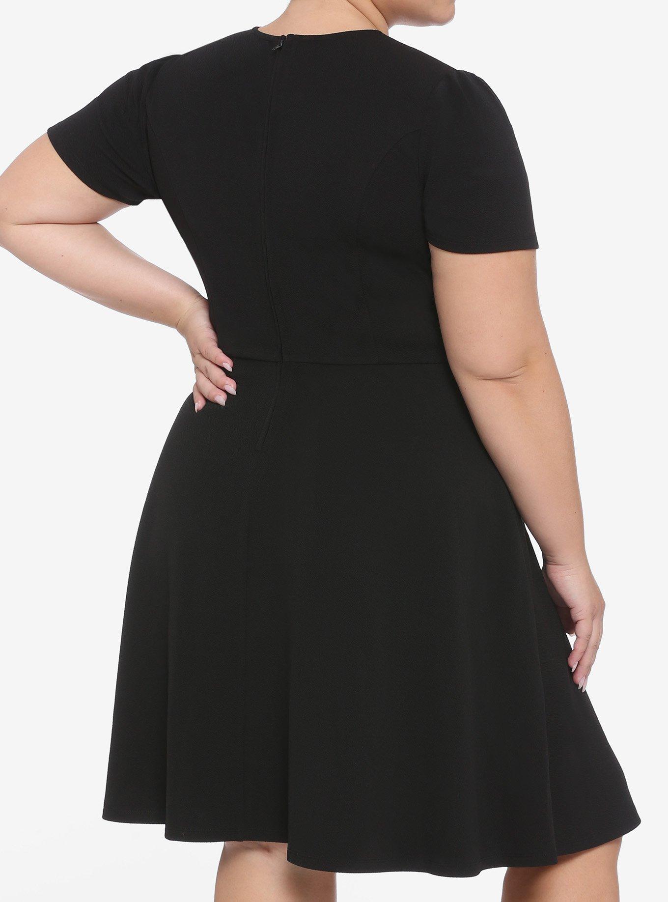 Black & White Lace Collar Dress Plus Size, BLACK, alternate