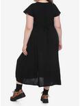 Black Flutter Sleeves Midi Dress Plus Size, BLACK, alternate