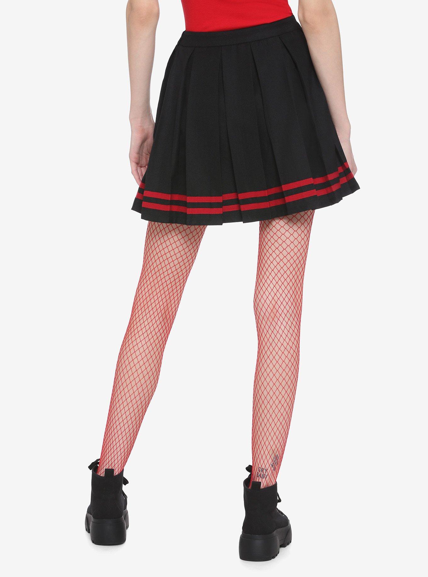 Black & Red Pleated Cheer Skirt, BLACK, alternate
