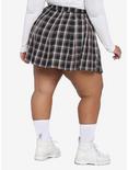 O-Ring Chain Plaid Pleated Skirt Plus Size, PLAID - GREY, alternate