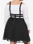 Black Cage & Mesh Suspender Skirt Plus Size, BLACK, alternate