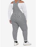 Black & White Checkered Overalls With Chain Plus Size, MULTI, alternate