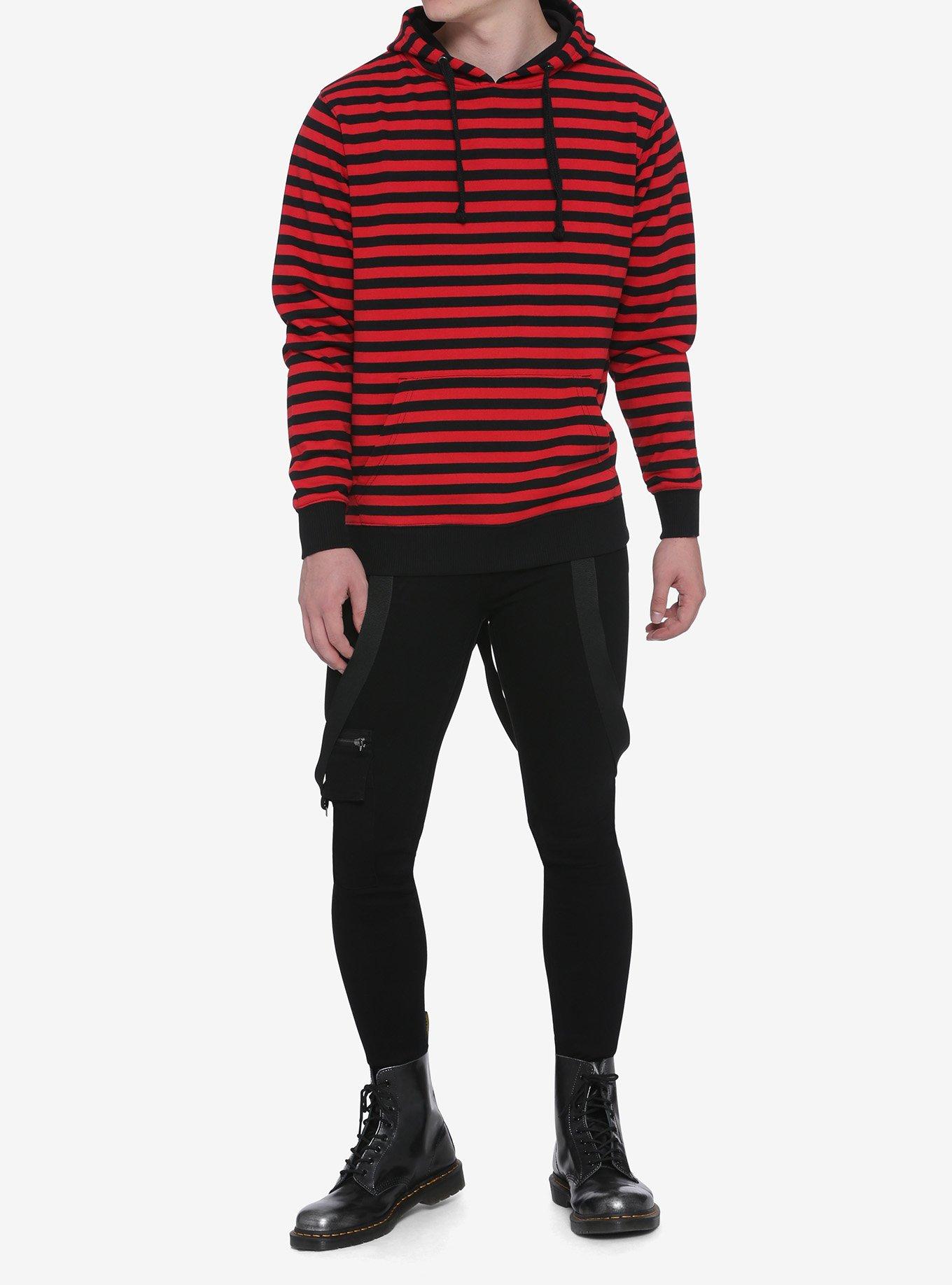 Red & Black Stripe Hoodie, STRIPE - RED, alternate
